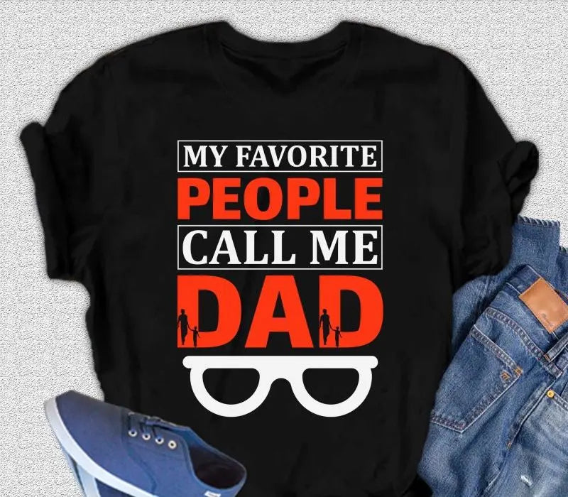 My Favorite People Call Me Dad Men's Bamboo Viscose/Organic Cotton Short Sleeve Graphic T-Shirt Spun Bamboo