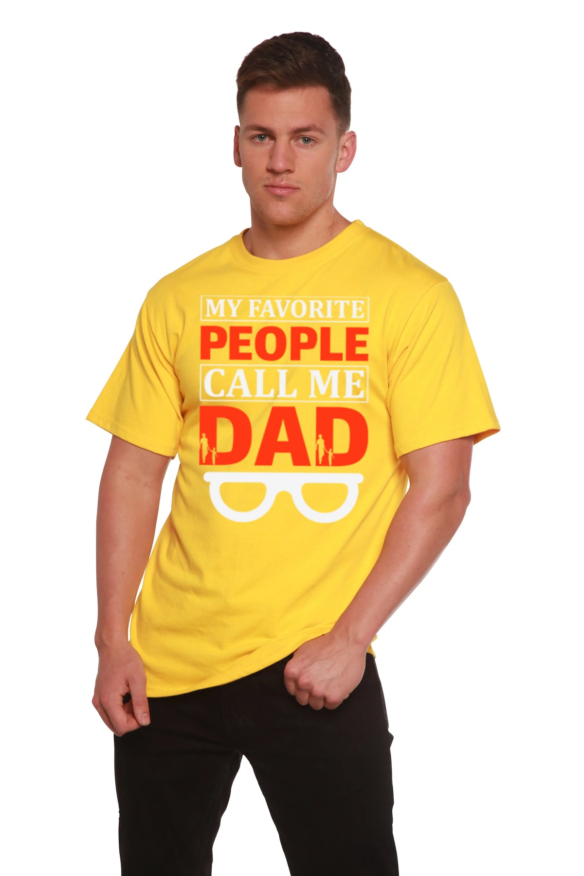My Favorite People Call Me Dad Men's Bamboo Viscose/Organic Cotton Short Sleeve Graphic T-Shirt Spun Bamboo