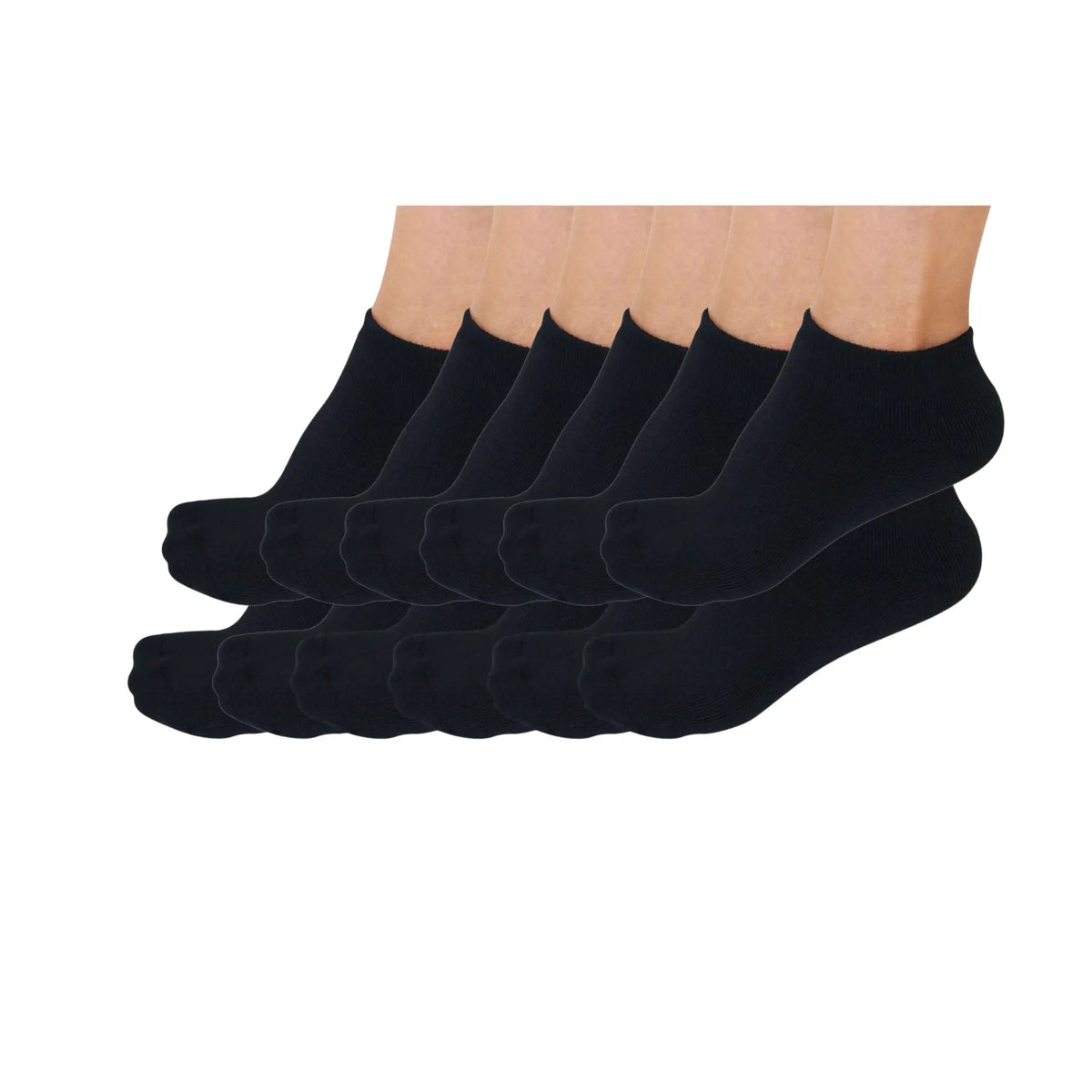 No Look Anklet Bamboo Viscose Socks Unisex Black Color - 12-pack Spun Bamboo