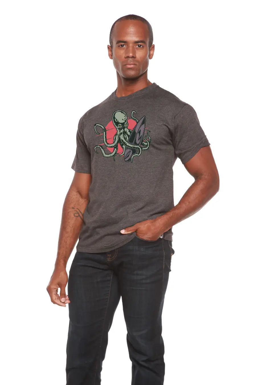 Octopus Men's Bamboo Viscose/Organic Cotton Short Sleeve Graphic T-Shirt Spun Bamboo