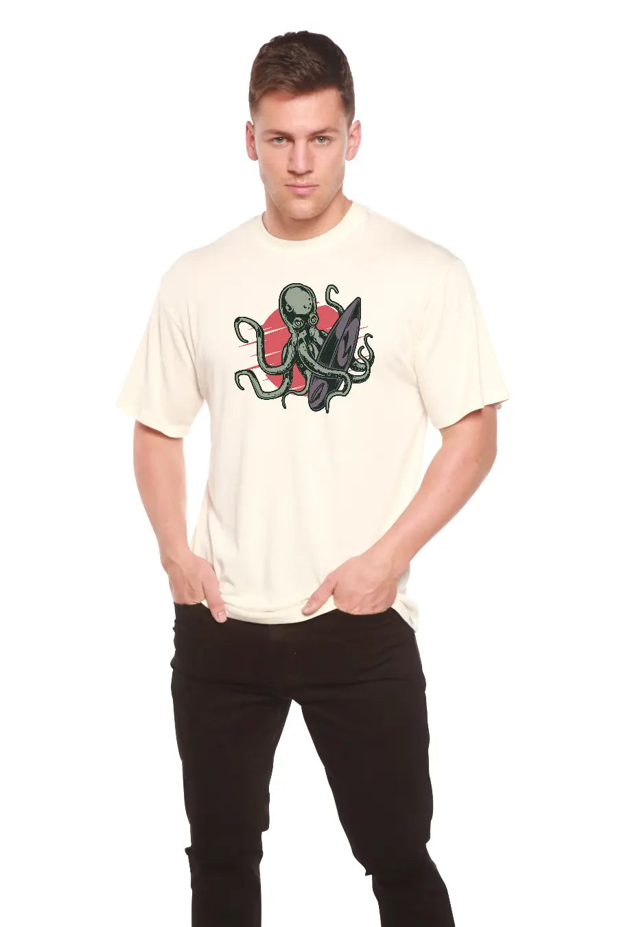 Octopus Men's Bamboo Viscose/Organic Cotton Short Sleeve Graphic T-Shirt Spun Bamboo