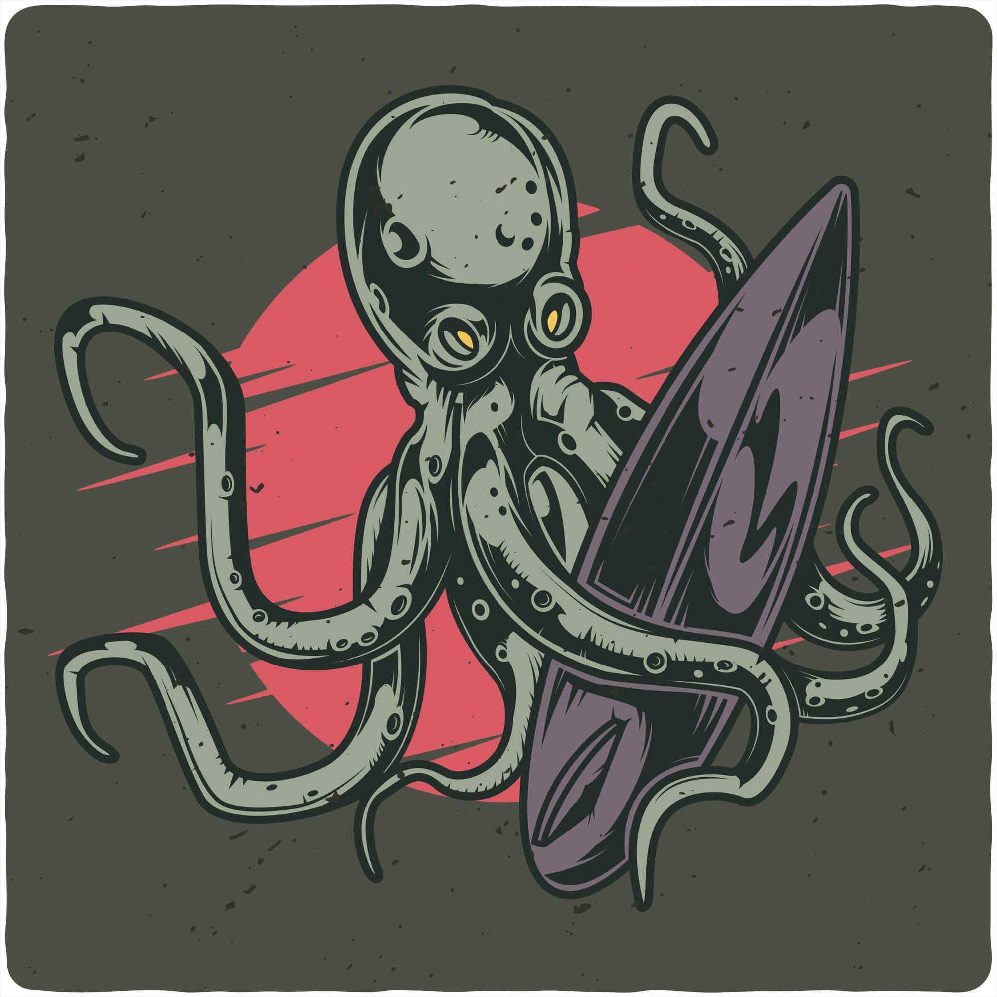 Octopus Men's Bamboo Viscose/Organic Cotton Short Sleeve Graphic T-Shirt Spun Bamboo