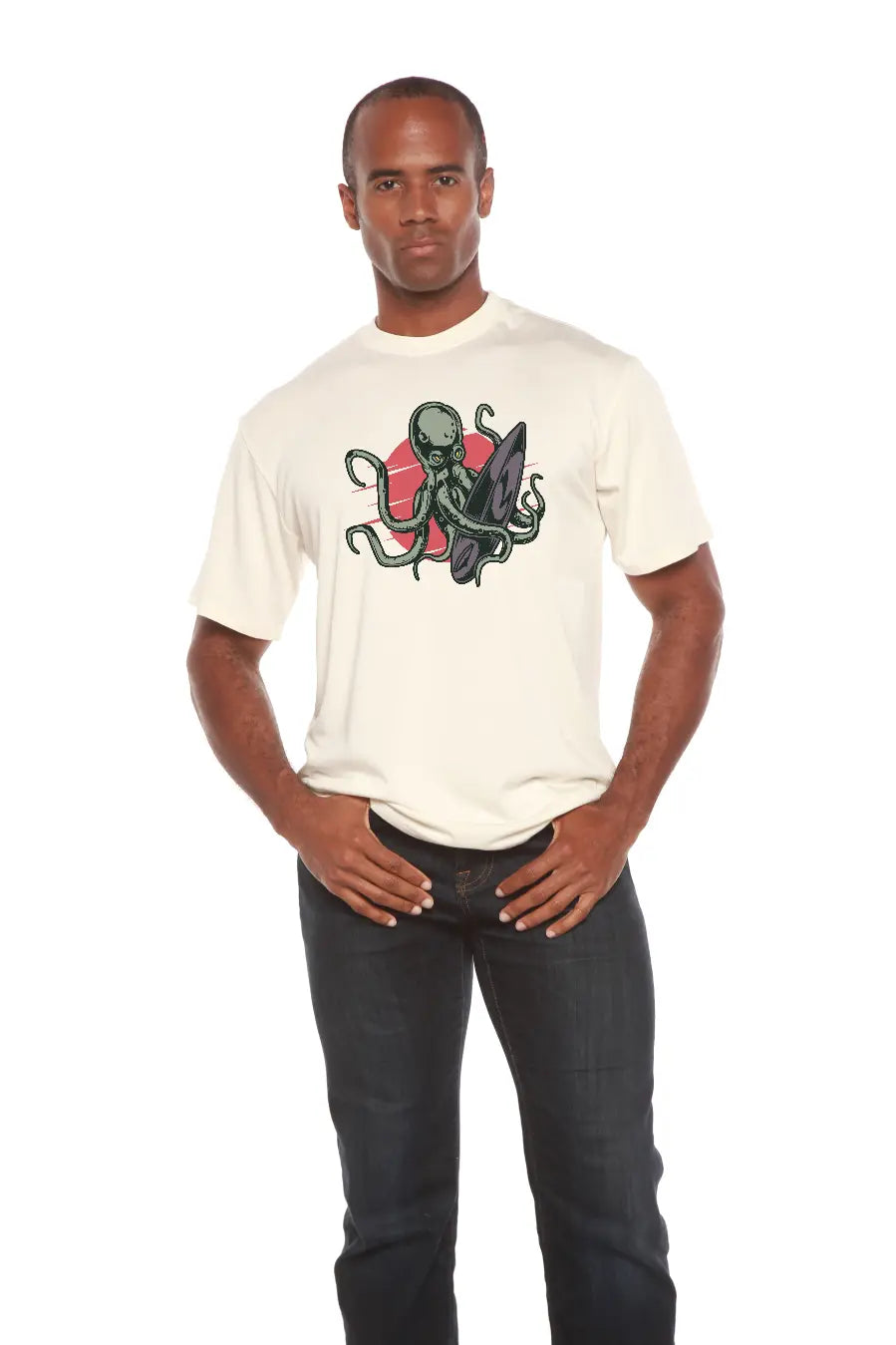 Octopus Men's Bamboo Viscose/Organic Cotton Short Sleeve Graphic T-Shirt Spun Bamboo