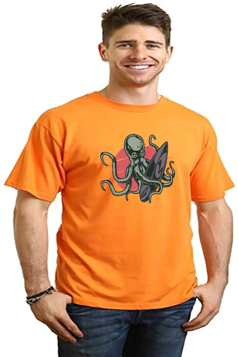 Octopus Men's Bamboo Viscose/Organic Cotton Short Sleeve Graphic T-Shirt Spun Bamboo