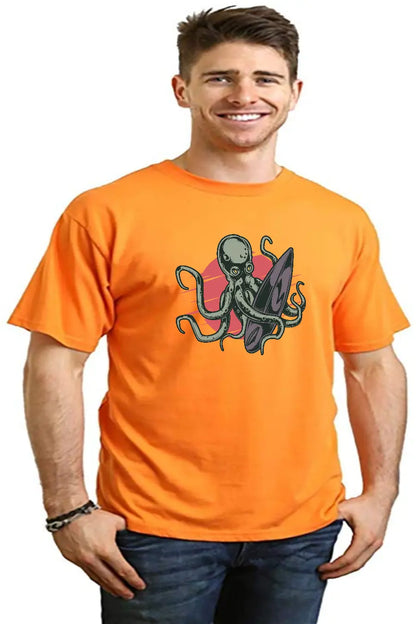 Octopus Men's Bamboo Viscose/Organic Cotton Short Sleeve Graphic T-Shirt Spun Bamboo