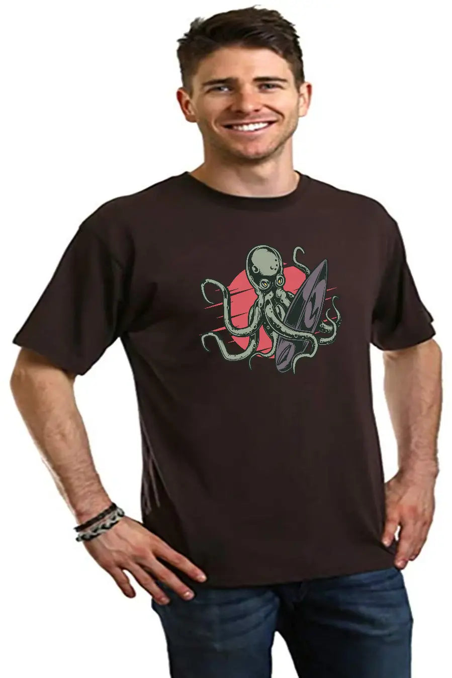 Octopus Men's Bamboo Viscose/Organic Cotton Short Sleeve Graphic T-Shirt Spun Bamboo