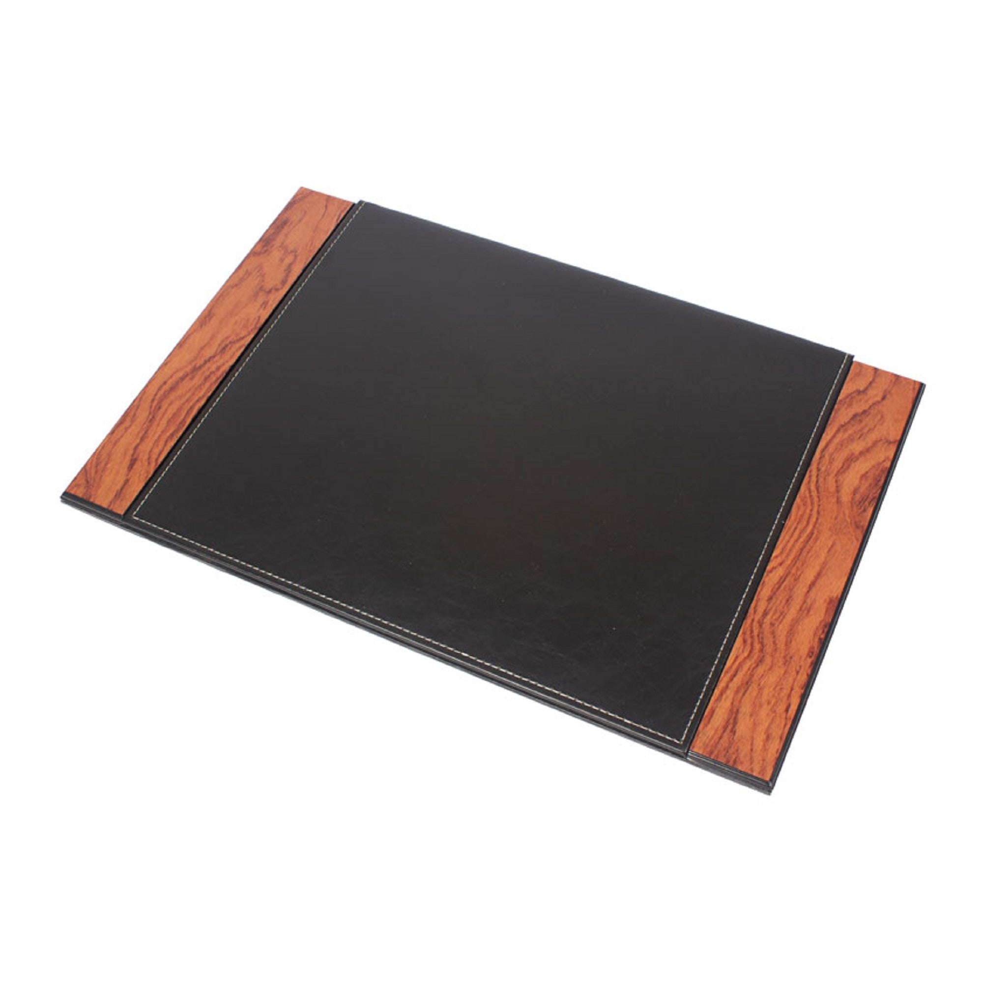 MOOG Leather Desk Pad | Prestige Desk Pad Mahogany Wood Combination | Desk Pad With Cover | Leather Moogdesk
