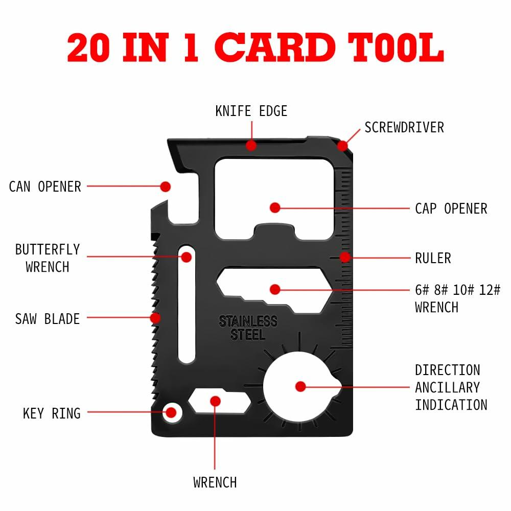 18 in 1 Silver Snowflake Multitool & 20 in 1 Black Credit Card Multitools Gift Deal US