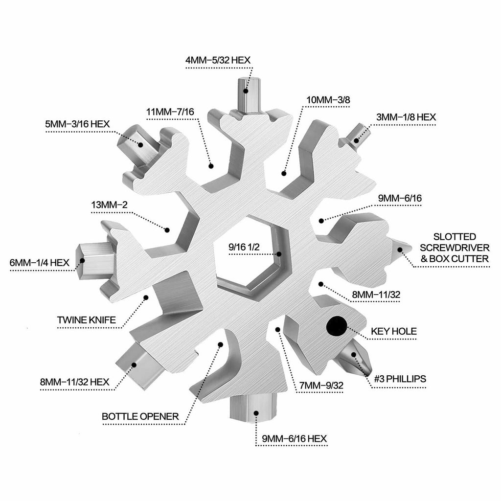18 in 1 Silver Snowflake Multitool & 20 in 1 Black Credit Card Multitools Gift Deal US