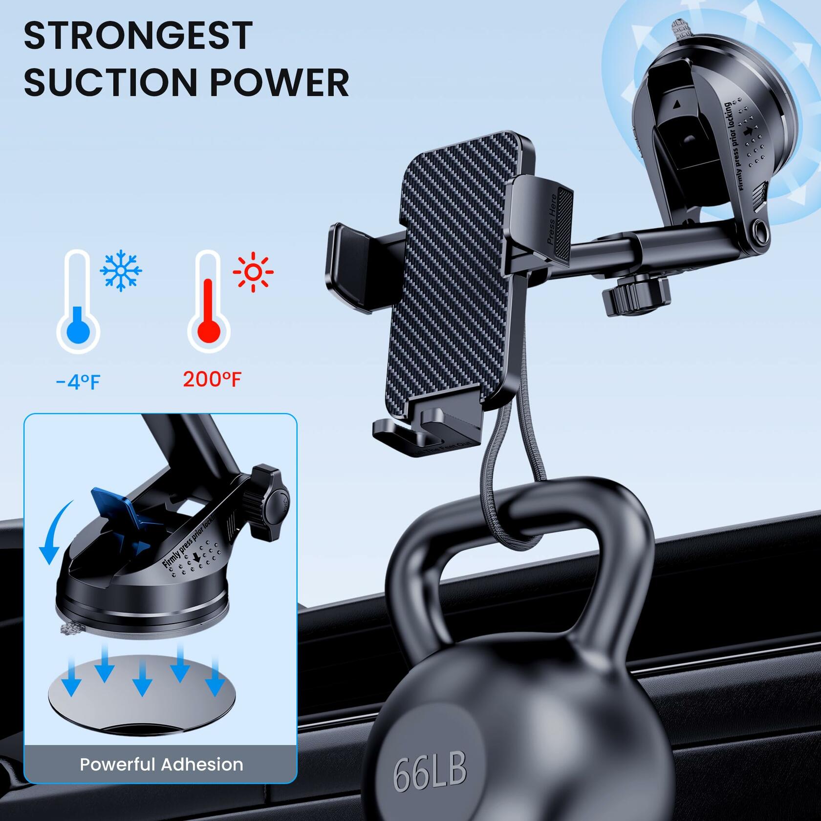 BIVGAZA Military-Grade Car Phone Holder Universal Thick Case Friendly Black Deal US