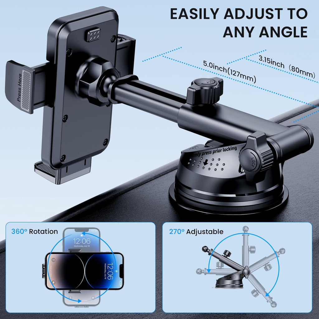 BIVGAZA Military-Grade Car Phone Holder Universal Thick Case Friendly Black Deal US