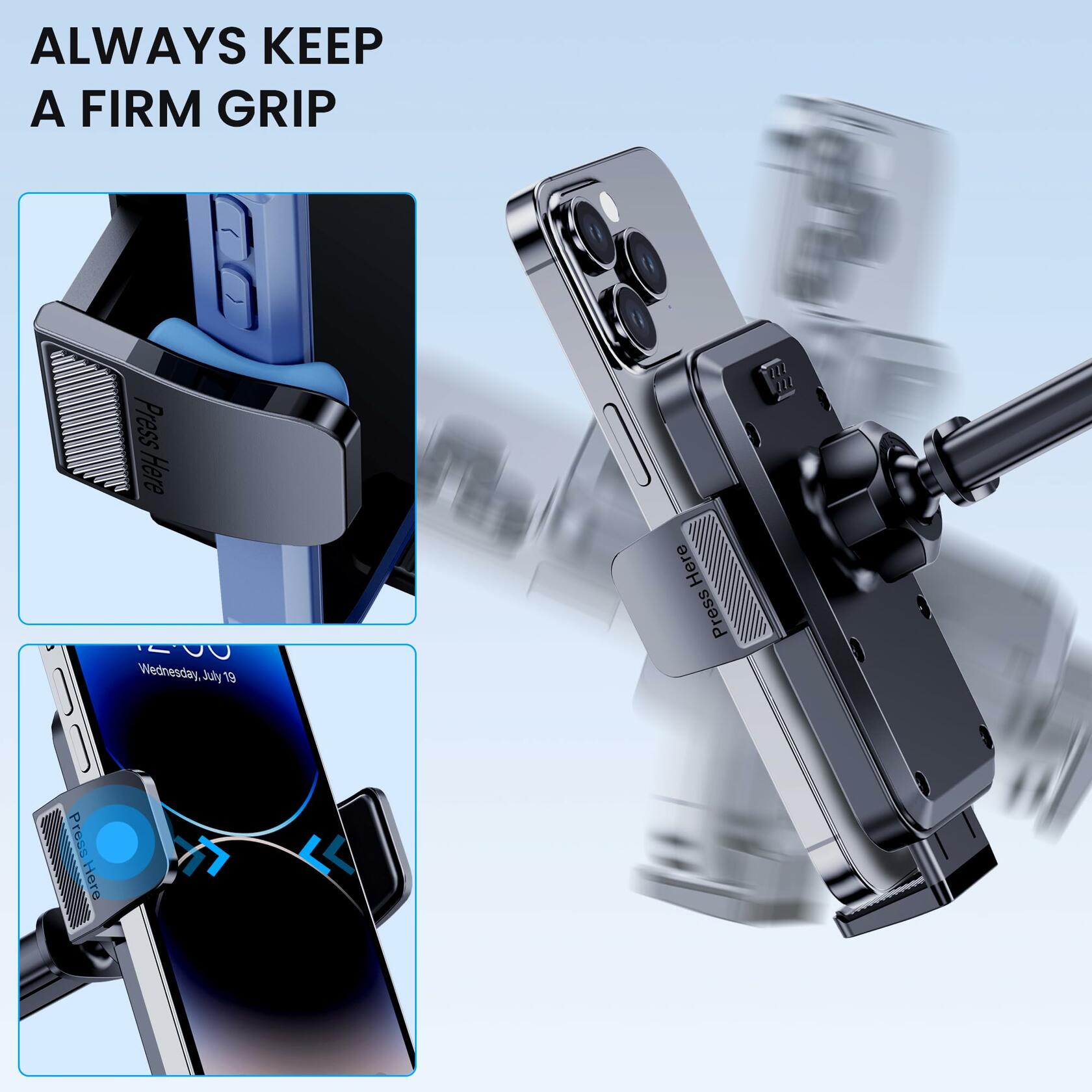 BIVGAZA Military-Grade Car Phone Holder Universal Thick Case Friendly Black Deal US