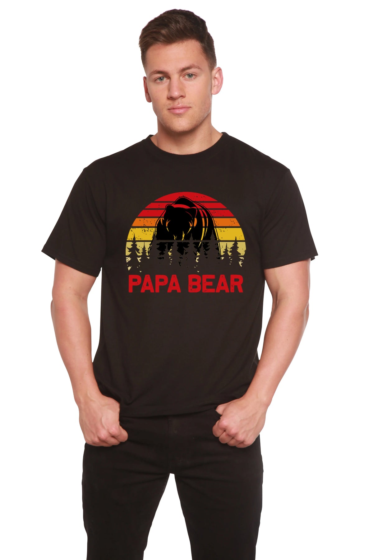 Papa Bear Men's Bamboo Viscose/Organic Cotton Short Sleeve Graphic T-Shirt Spun Bamboo