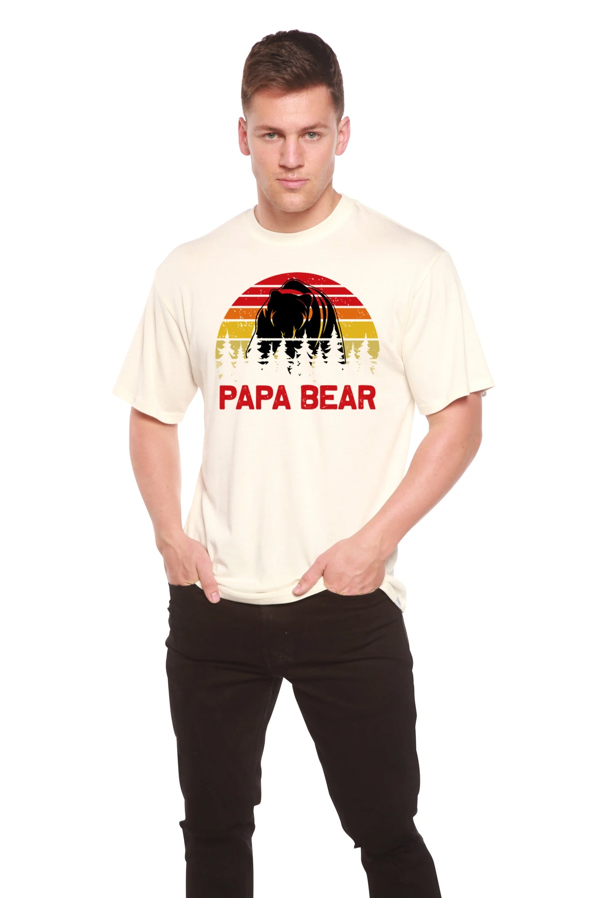 Papa Bear Men's Bamboo Viscose/Organic Cotton Short Sleeve Graphic T-Shirt Spun Bamboo