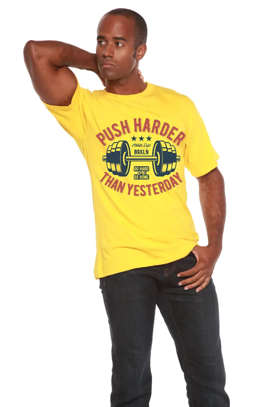 Push Harder Men's Bamboo Viscose/Organic Cotton Short Sleeve Graphic T-Shirt Spun Bamboo