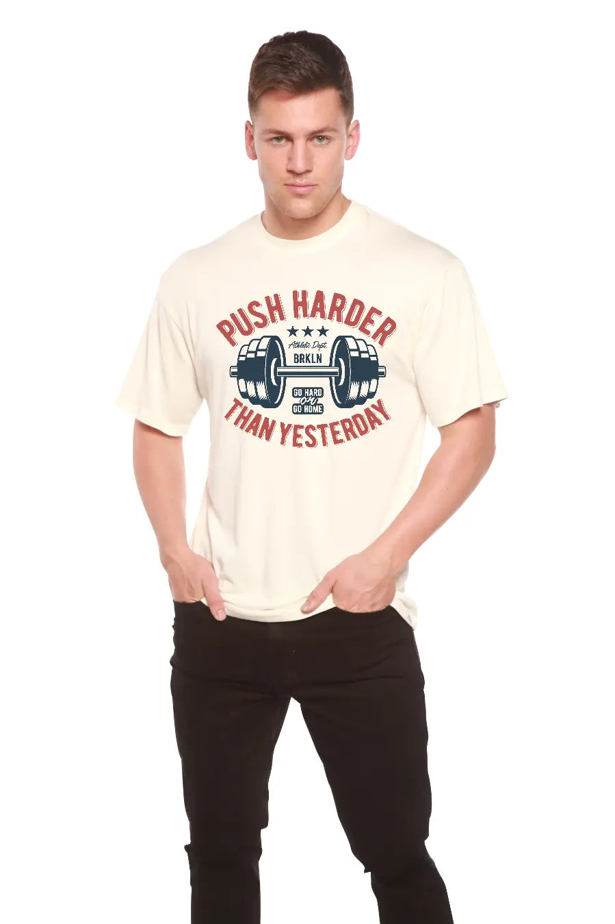 Push Harder Men's Bamboo Viscose/Organic Cotton Short Sleeve Graphic T-Shirt Spun Bamboo