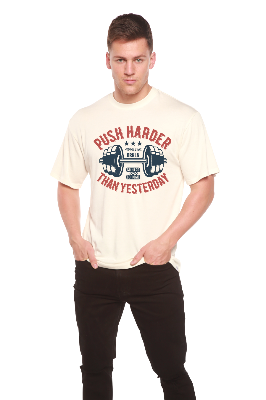 Push Harder Men's Bamboo Viscose/Organic Cotton Short Sleeve Graphic T-Shirt Spun Bamboo