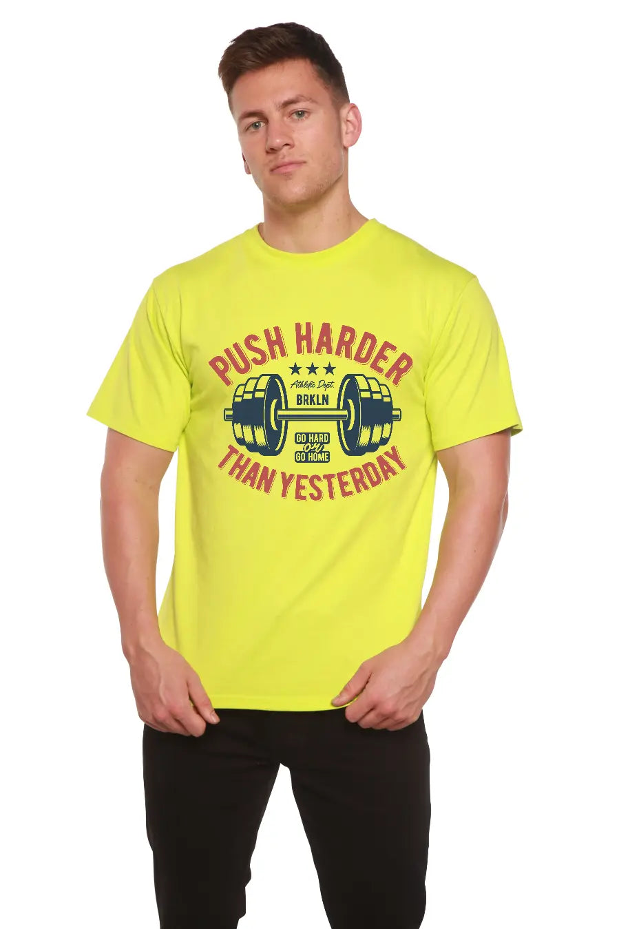 Push Harder Men's Bamboo Viscose/Organic Cotton Short Sleeve Graphic T-Shirt Spun Bamboo