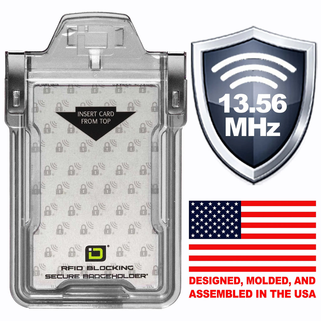 "Squeeze to Read" Secure Badge Holder Classic Vertical 1 ID Card Holder ID Stronghold