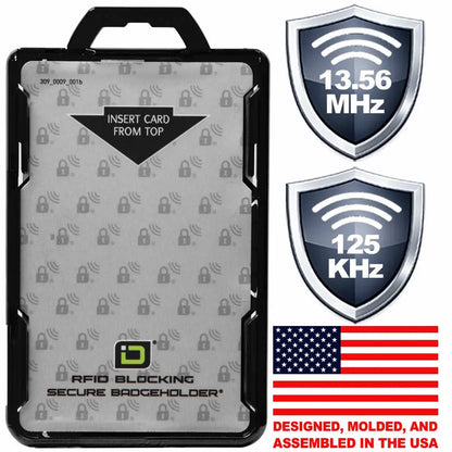 Secure Badge Holder BloxProx™ Lite PORTRAIT - Protects 125Khz HID Prox - 1 ID Card Holder ID Stronghold
