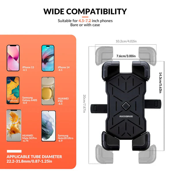 ROCKBROS Bike Phone Holder Mount Clamp 360 Rotatable Motorcycle Mount ROCKBROS US