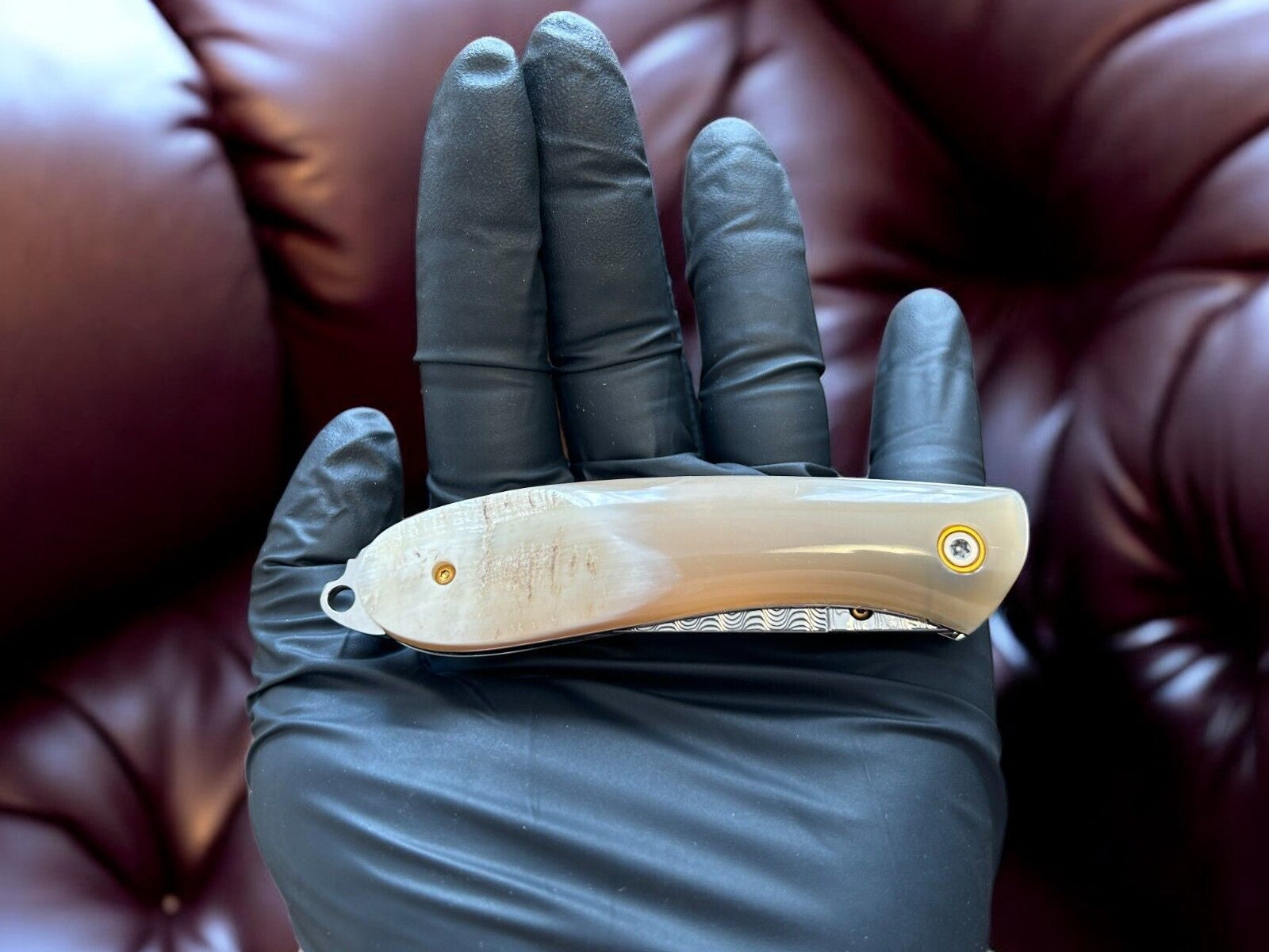 Handmade Damascus Steel Pocket Knife with Bone Handle Damascus Knife Store
