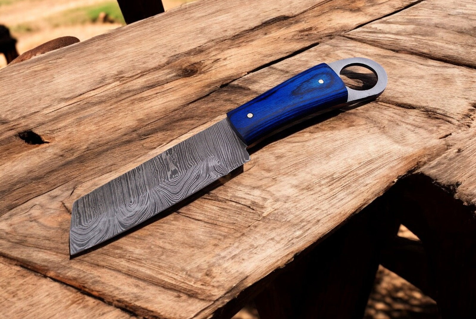 Custom Handmade Bull Cutter Knife – 8.5" File Steel Blade Damascus Knife Store