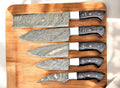 Handmade Damascus Kitchen Knives Set – Exotic Wood Handles Damascus Knife Store
