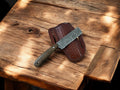 Handmade Damascus Bull Cutter Knife with Walnut Handle Damascus Knife Store