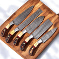 Handmade Damascus Steel Kitchen Knives Set with Leather Roll Damascus Knife Store