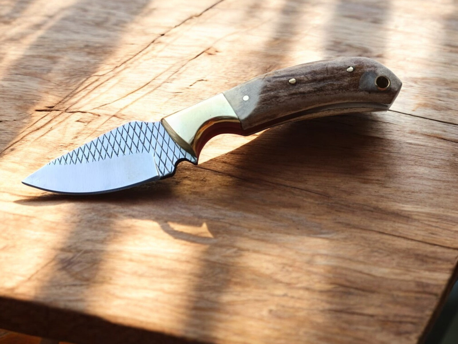 Custom Handmade Cowboy Knife with Antler Bone Handle Damascus Knife Store
