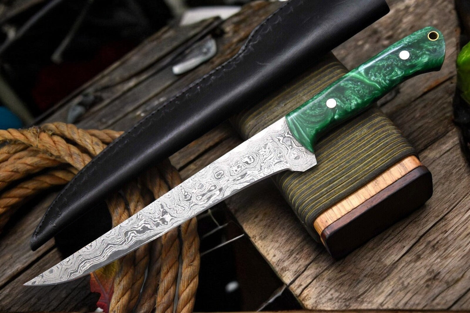 Premium Damascus Fillet Knife – 12.8" Handmade Precision Damascus Knife Store