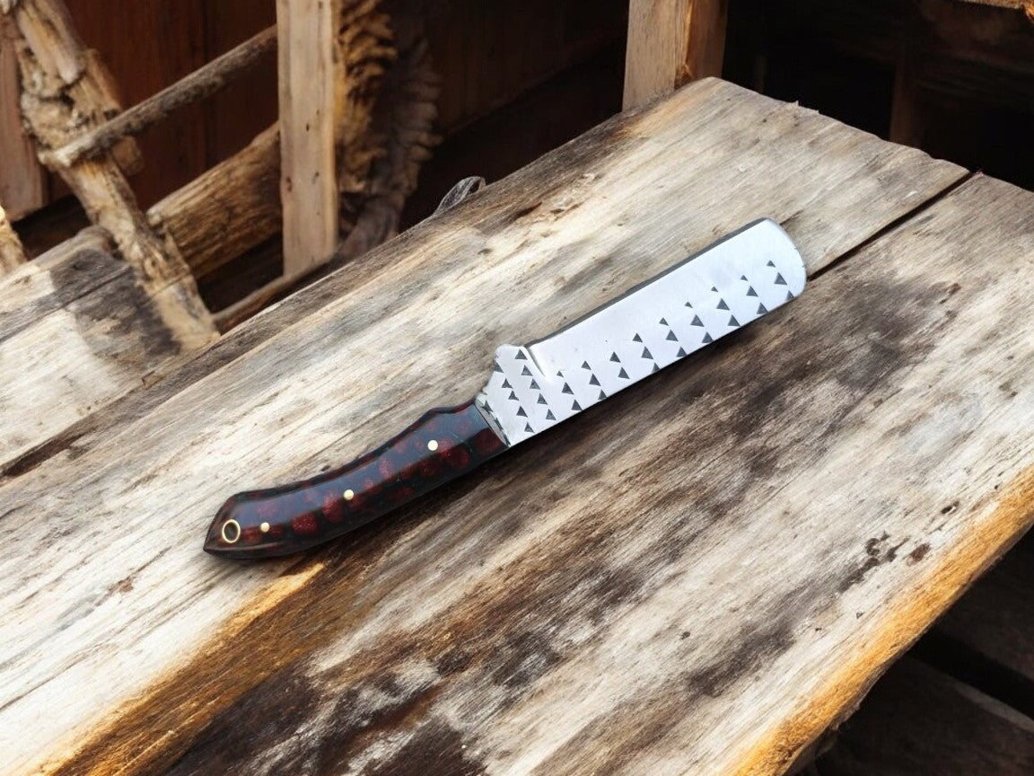 Custom Handmade Bull Cutter Knife – 8" Rasp Tool Steel Damascus Knife Store