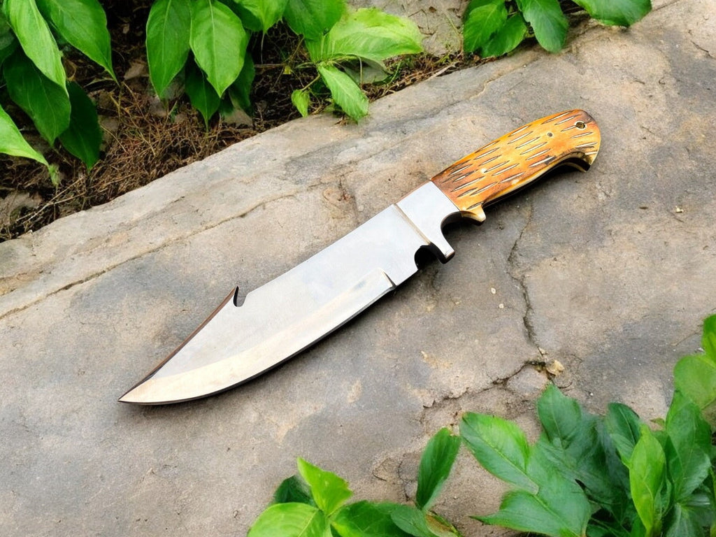 Custom Handmade Bowie Knife - D2 Steel Blade, Bone Handle, 13" Overall Damascus Knife Store