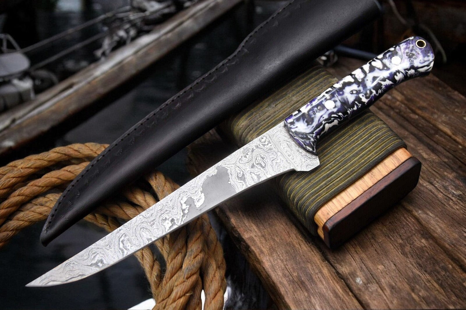 Premium Handmade Damascus Fillet Knife - 12.8" Damascus Knife Store