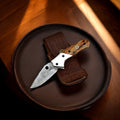 Exotic Wood Damascus Pocket Knife – Handmade & Sharp Damascus Knife Store