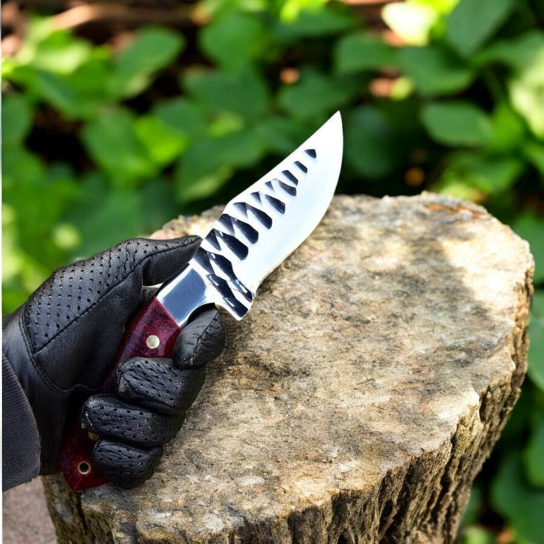 Custom Handmade D2 Steel Skinning Knife - 7.5" Micarta Handle Damascus Knife Store