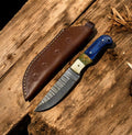 Handmade Damascus Skinning Knife – Bone & Resin Handle Damascus Knife Store