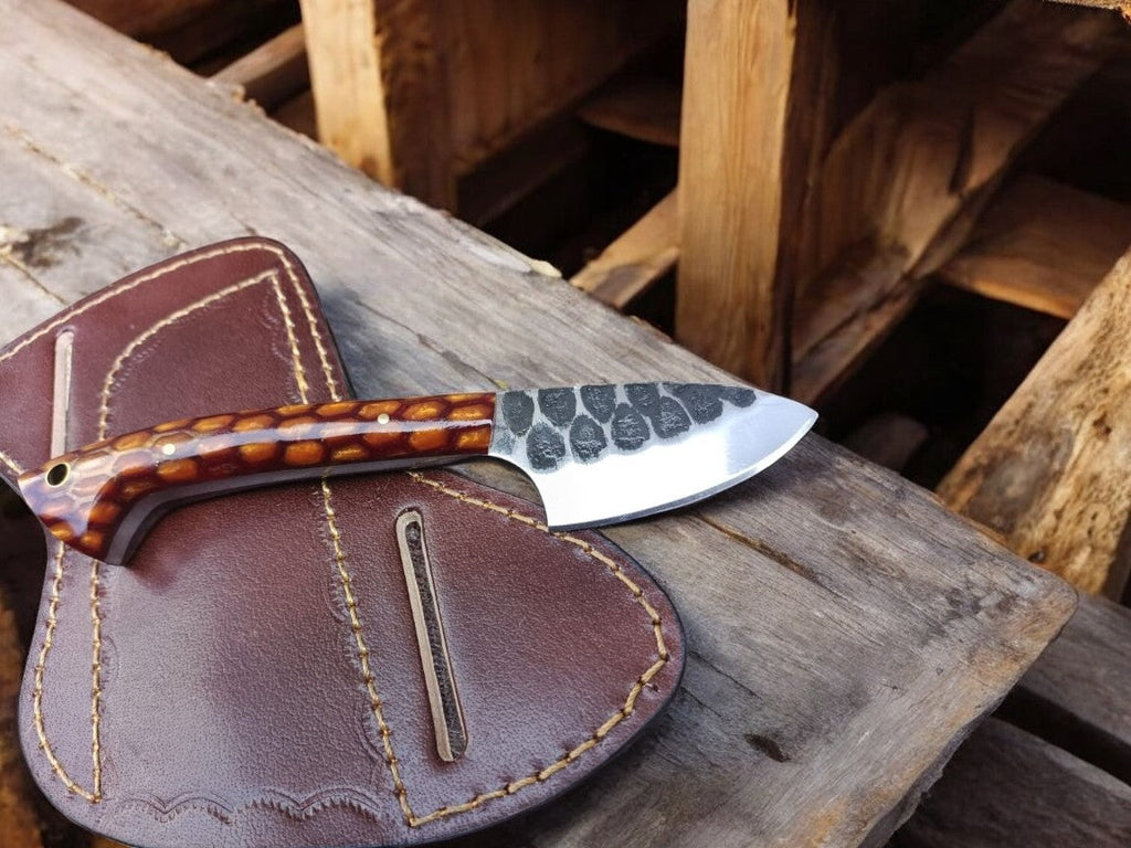 Handmade Cowboy Knife – 7" File Tool Steel Blade Damascus Knife Store