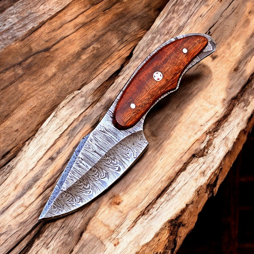 Handmade Damascus Hunting Knife with Rosewood Handle Damascus Knife Store