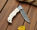 Handmade Damascus Pocket Knife | Bone Handle, 3" Blade Damascus Knife Store