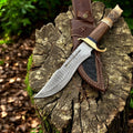 Custom Handmade Bowie Knife - 14" Damascus Steel Blade, Rosewood & Bone Handle Damascus Knife Store