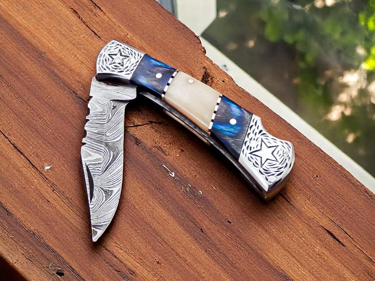 best EDC utility knife – Bone & Resin Handle Damascus Knife Store