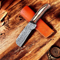 Custom Handmade Bull Cutter Knife – Damascus Steel Blade Damascus Knife Store