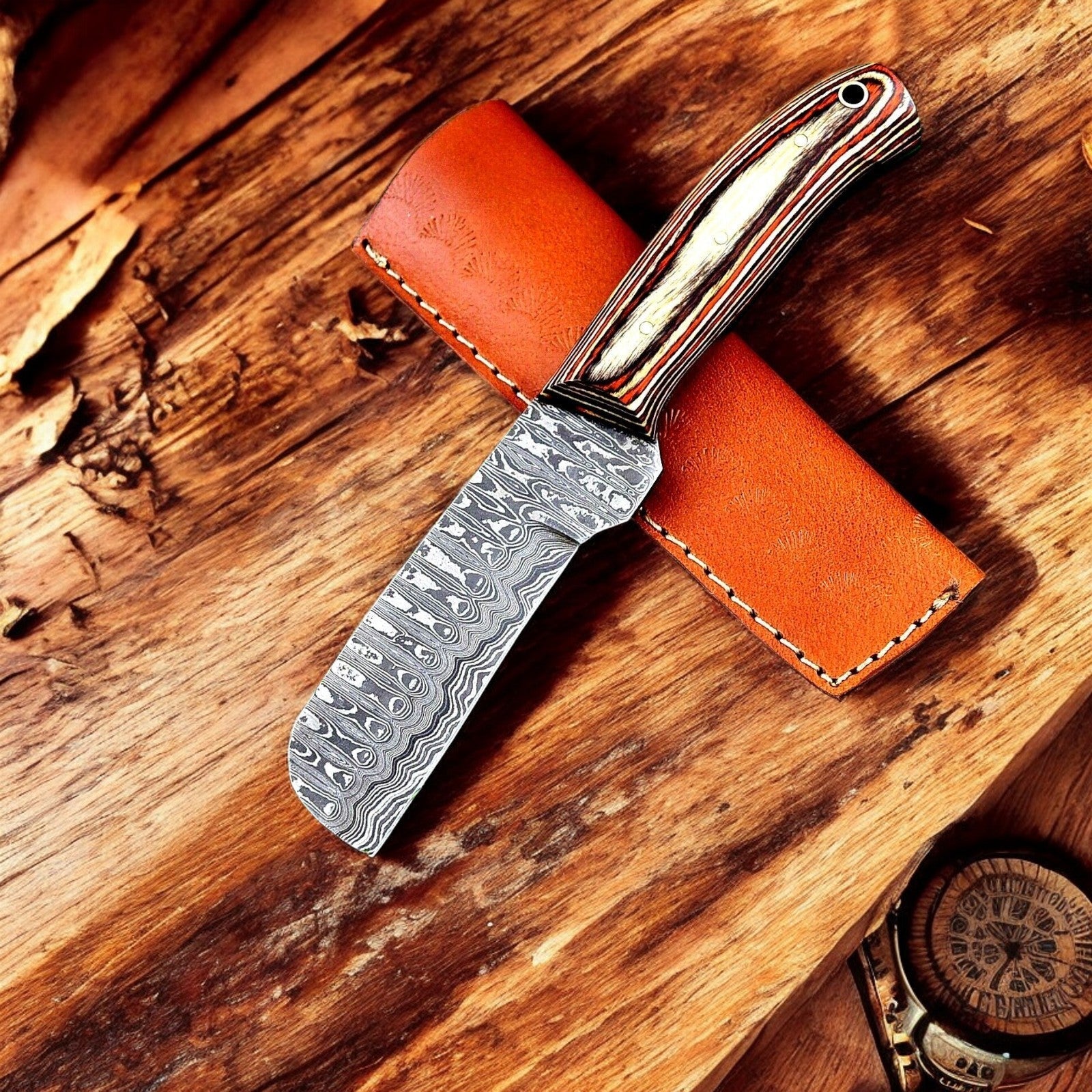 Custom Handmade Bull Cutter Knife – Damascus Steel Blade Damascus Knife Store