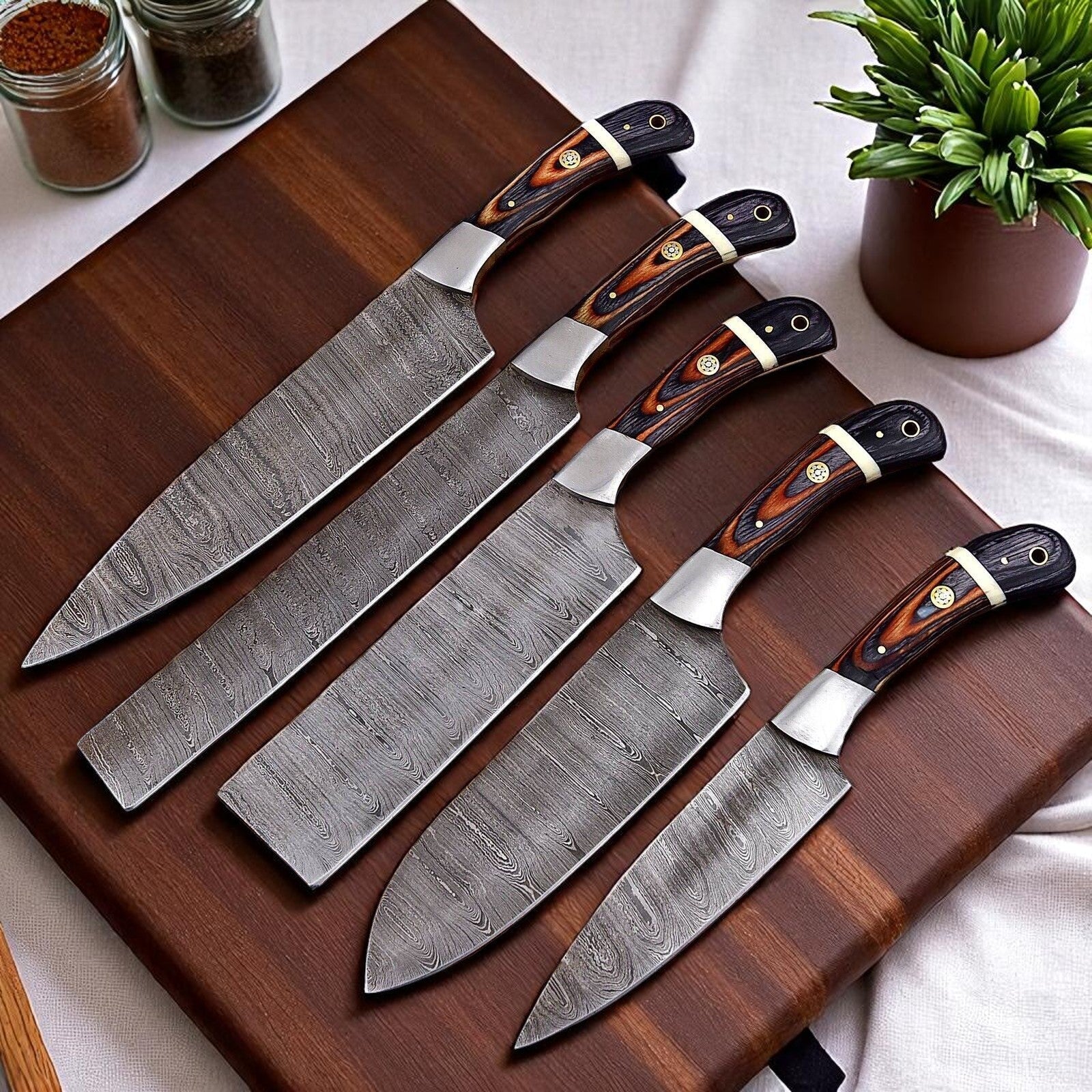 Best Japanese Knife Set – 5-Piece Full Tang Damascus Collection Damascus Knife Store