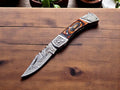 Damascus Folding Knife with Exotic Wood Handle Damascus Knife Store