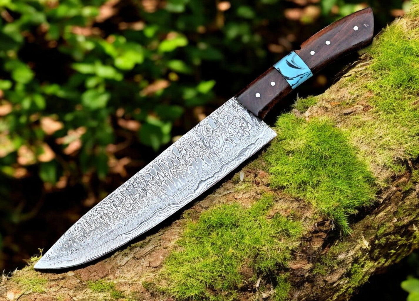Custom Handmade Damascus Hunting Knife – 13" with Rosewood Handle Damascus Knife Store