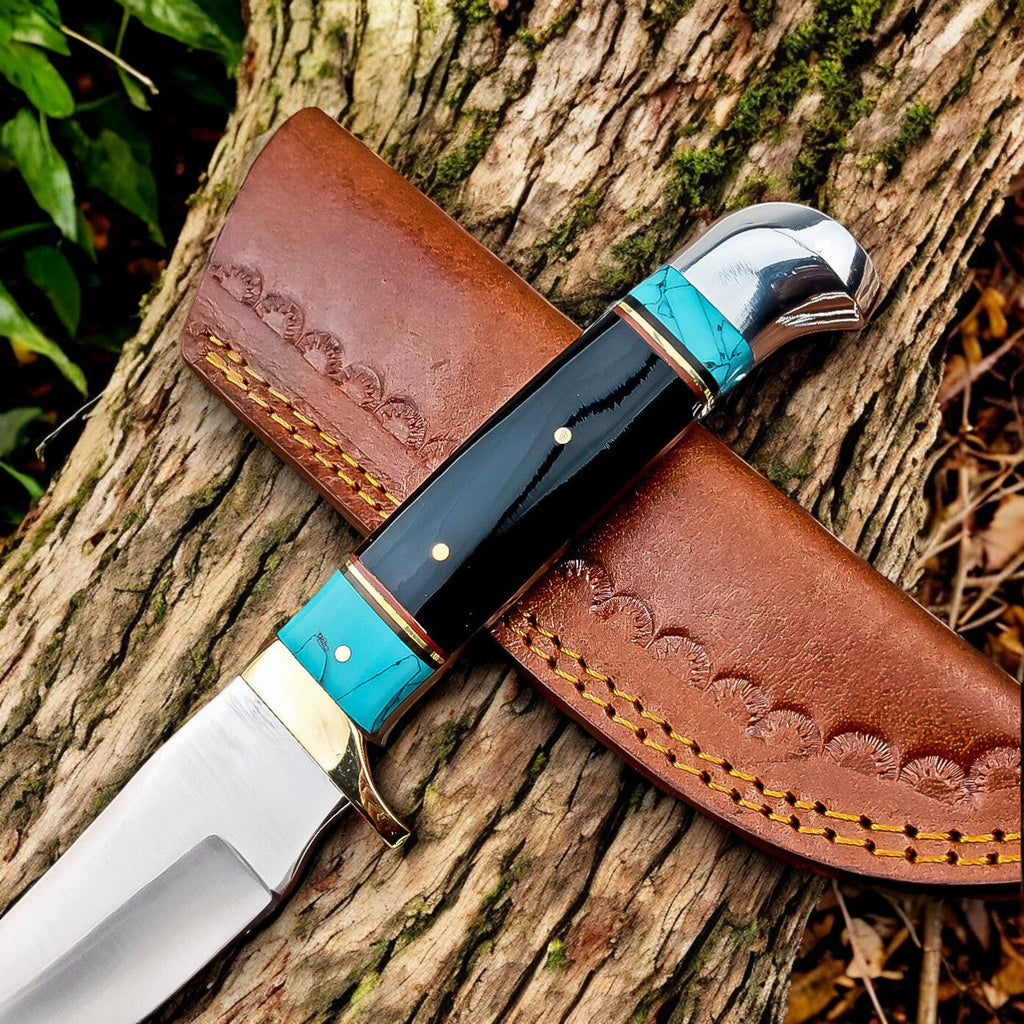 Custom Handmade Bowie Knife – D2 Steel, Epoxy Resin Handle Damascus Knife Store