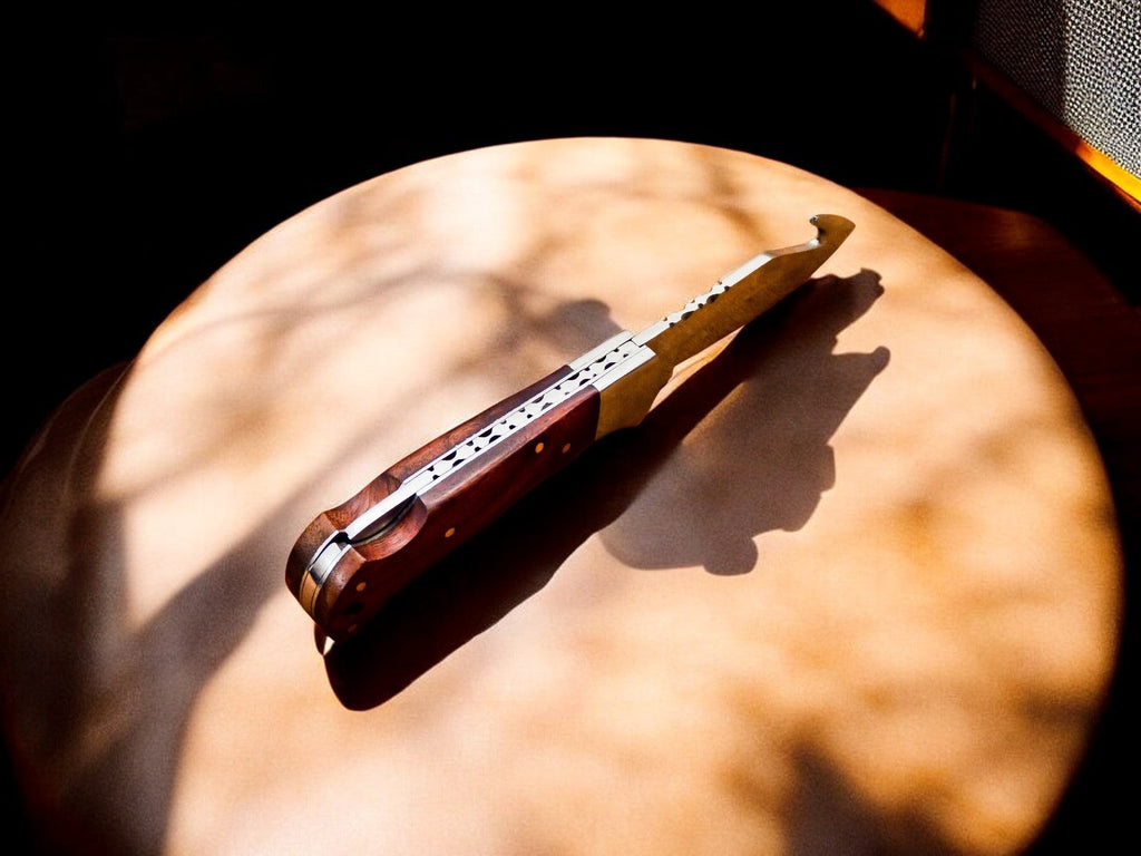 Handmade Stainless Steel Pocket Knife with Rosewood Handle Damascus Knife Store